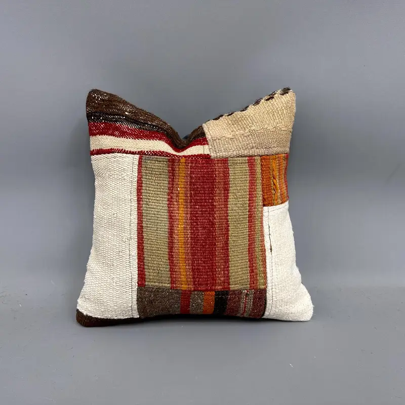 Handgewebtes Kelim-Wurfkissen, 14x14 Vintage-Kissen