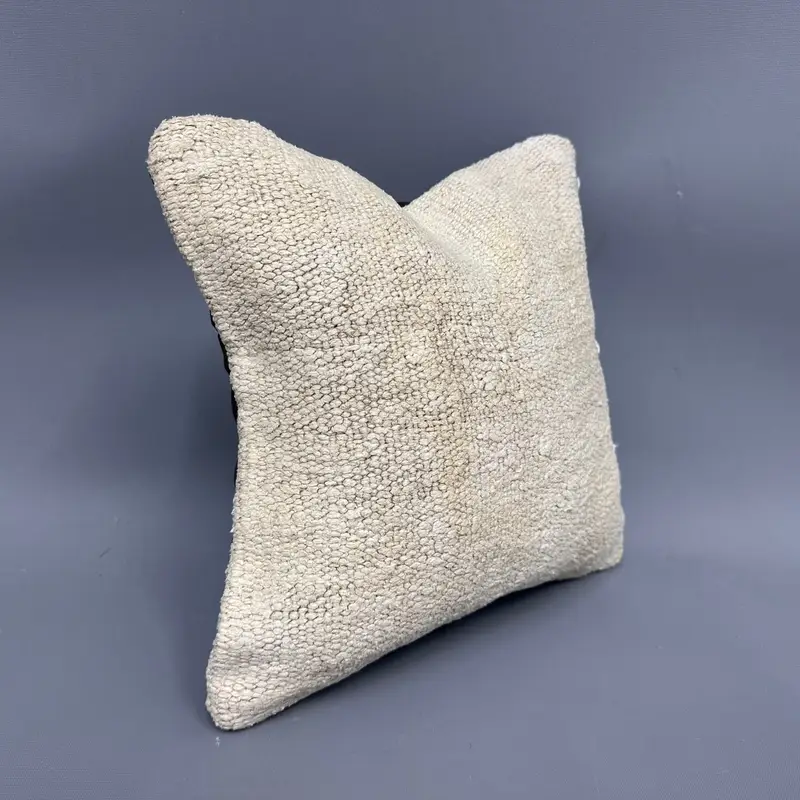 Pillow for Couch, Vintage Kilim Throw Pillow, Boho Throw Cushion, Ethnical Kilim Rug Pillow, Cushion Case, 12x12 Beige Pillow Case - 2