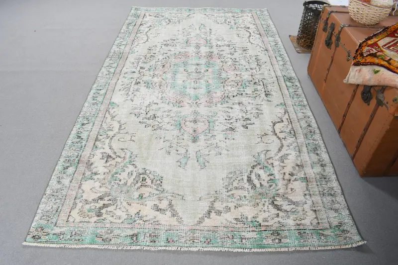 Vintage Halı, Alan 4.7x8.1 ft Halı, Oushak Mavi Oryantal Halı - 1