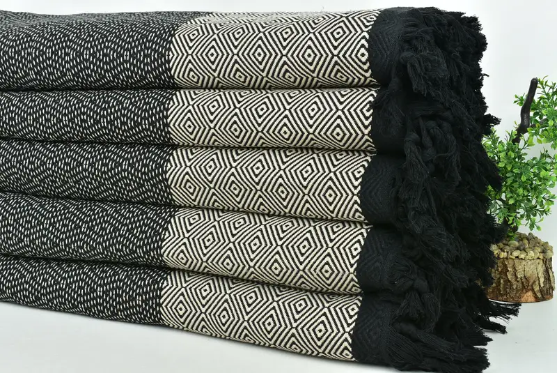 Woven Throw Blanket, 100x80 Cotton Diamond Towel, Christmas Favors, Bachelorette Gifts, Monogram Blanket, Bachelorette Large Towel - 3