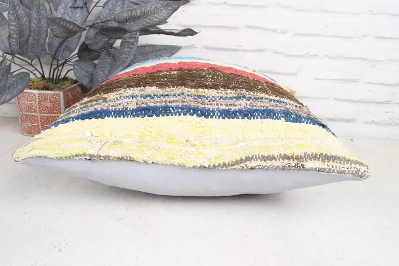 Retro Pillow Case, Cushion Case, 18x18 Beige Cushion Cover, Turkish Kilim Pillow, Outdoor Bolster Pillow, Gift Pillow, Ethnical Kilim Rug Pillow - 5