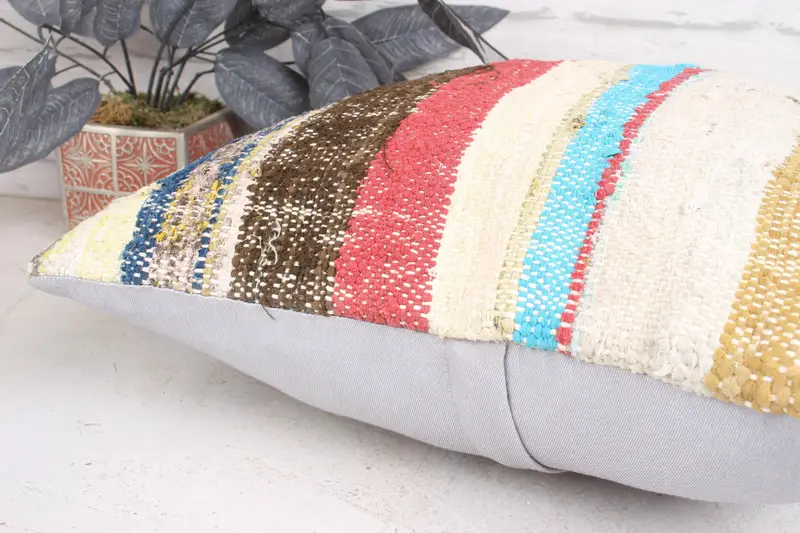 Retro Pillow Case, Cushion Case, 18x18 Beige Cushion Cover, Turkish Kilim Pillow, Outdoor Bolster Pillow, Gift Pillow, Ethnical Kilim Rug Pillow - 7