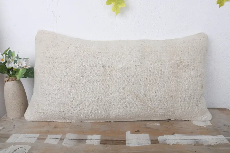 Pillow, 12x24 Beige Cushion Cover, Ethnical Kilim Rug Pillow, Outdoor Patio Pillow Case, Boho Pillow, Throw Kilim Pillow, Cotton Cushion Cover - 2