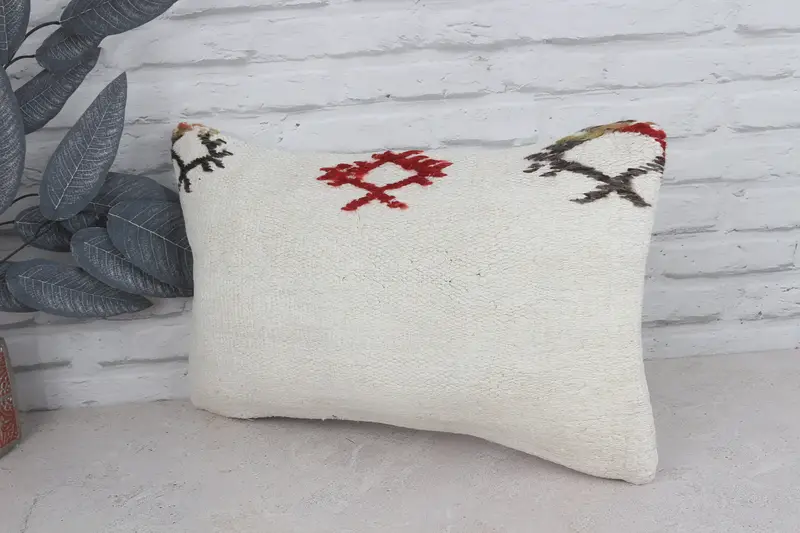 Neutral Throw Cushion, Kilim Pillow Cover, 12x20 White Pillow, Ikat Pillow, Vintage Kilim Pillow, Antique Pillows, Pillow Case - 4