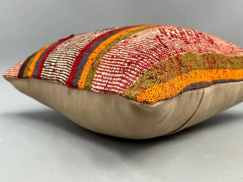 Office Chair Cushion Cover, Pillow, Customized Pillow Sham, 18x18 Red Cushion Case, Pillow for Sofa, Boho Pillow Sham Cover, Throw Kilim Pillow - 6