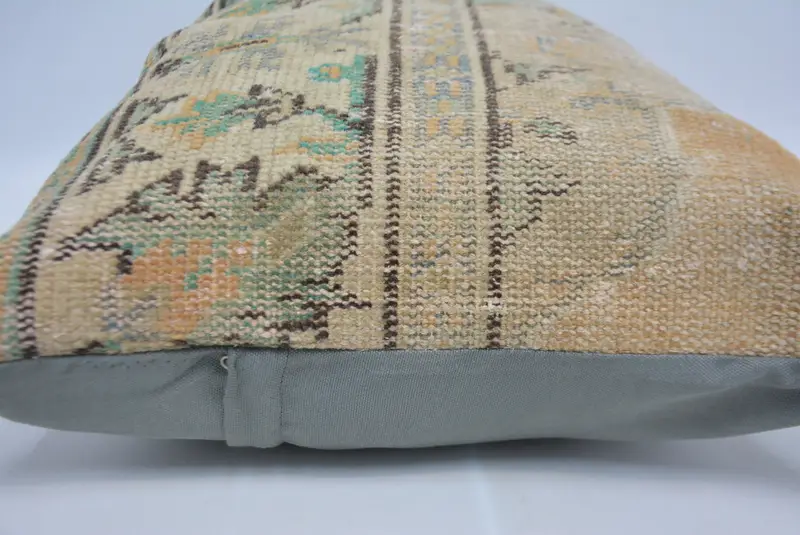 Garden Pillow, Bed Cushion Case, 20x28 Beige Cushion, Pillow Sham, Boho Pillow Sham Cover, Turkish Kilim Pillow, Gift Pillow - 5
