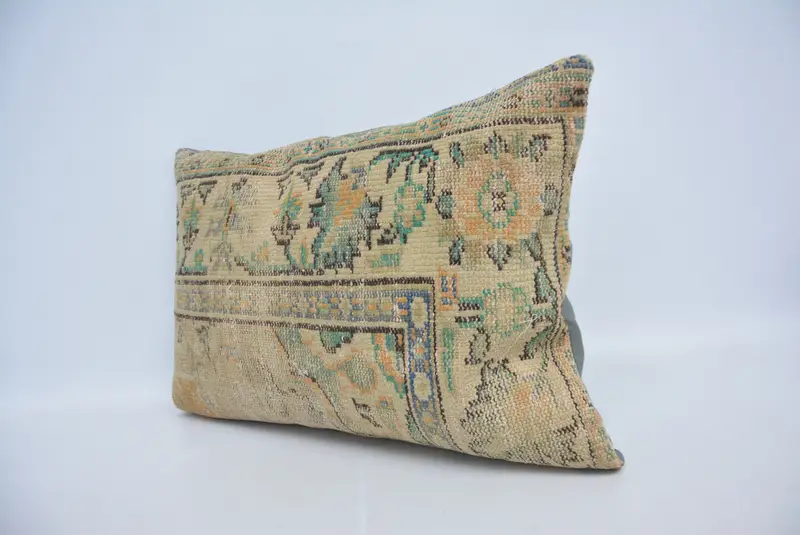 Garden Pillow, Bed Cushion Case, 20x28 Beige Cushion, Pillow Sham, Boho Pillow Sham Cover, Turkish Kilim Pillow, Gift Pillow - 4