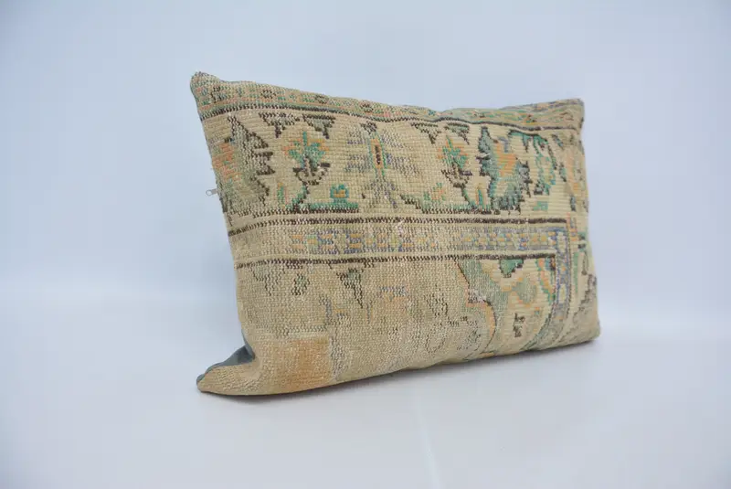 Garden Pillow, Bed Cushion Case, 20x28 Beige Cushion, Pillow Sham, Boho Pillow Sham Cover, Turkish Kilim Pillow, Gift Pillow - 3