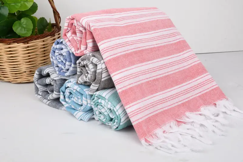 Personalized Turkish Cotton Towel, Beach Towel, Beige, 70x40 cm or 100x180 cm