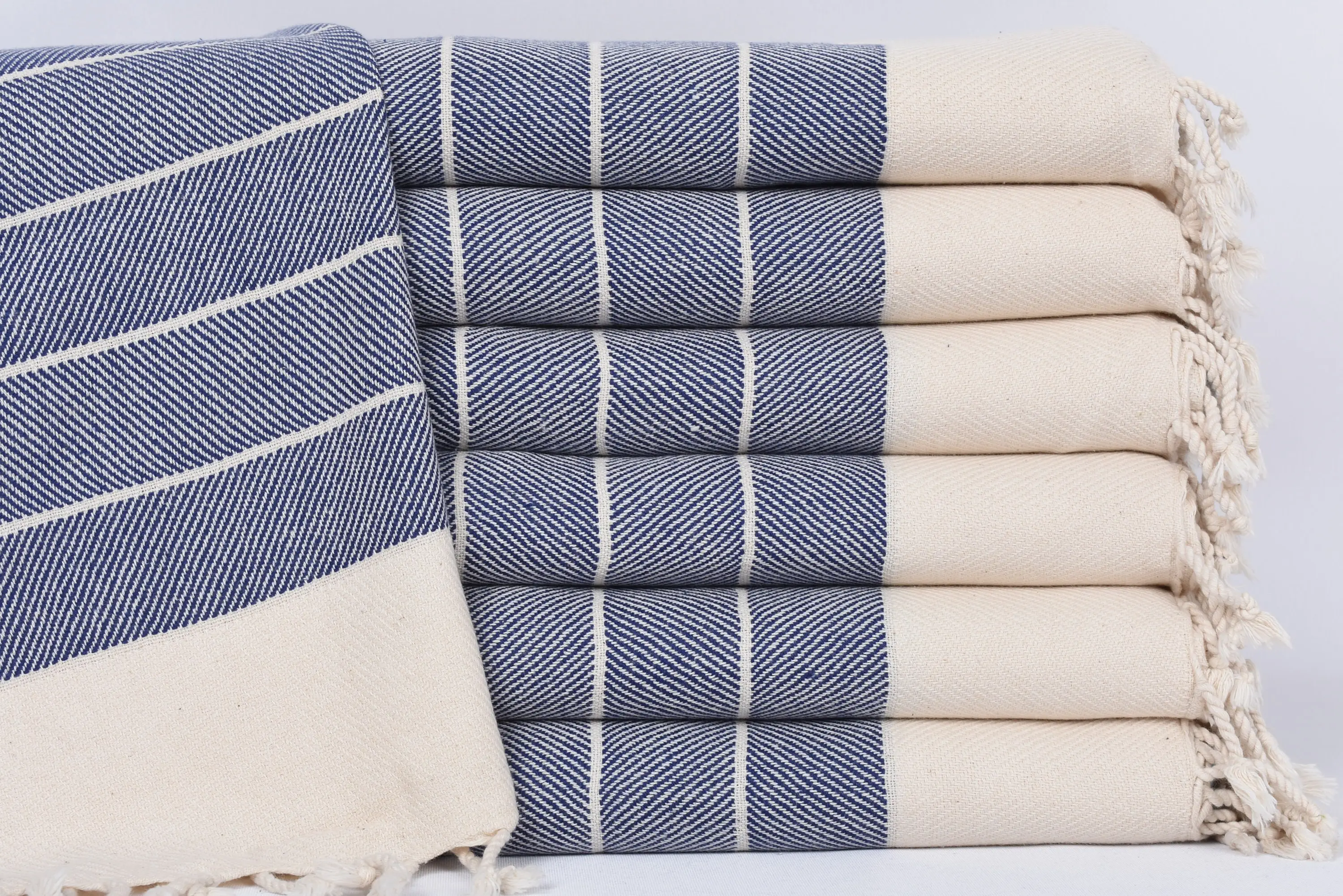 Turkish Hand Towel Navy Striped Tea Towel, 36x16 Inches - 1