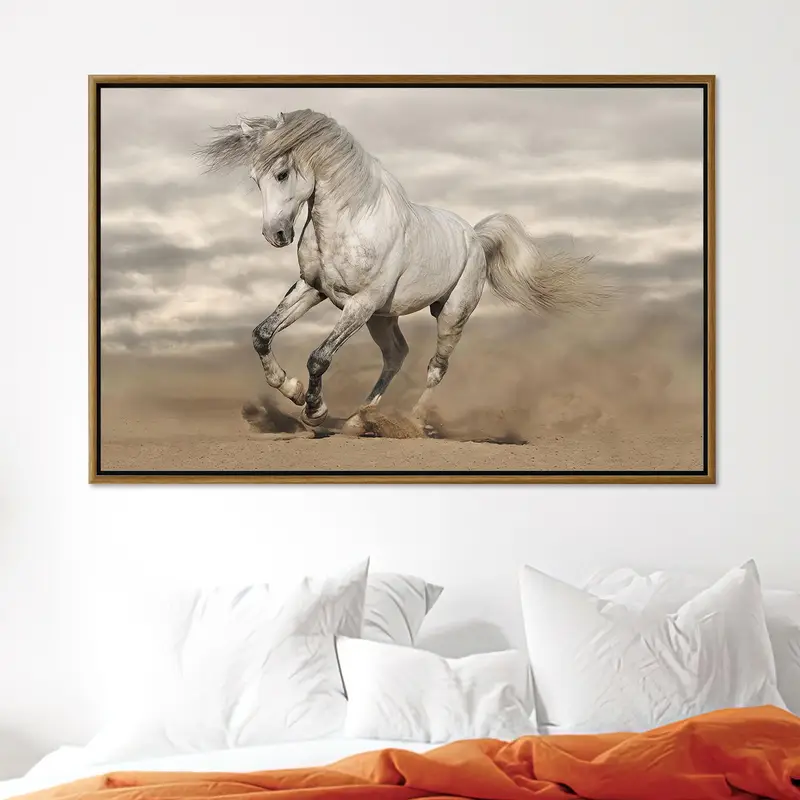 Impresión en lienzo de caballo corriendo moderno: arte equino elegante