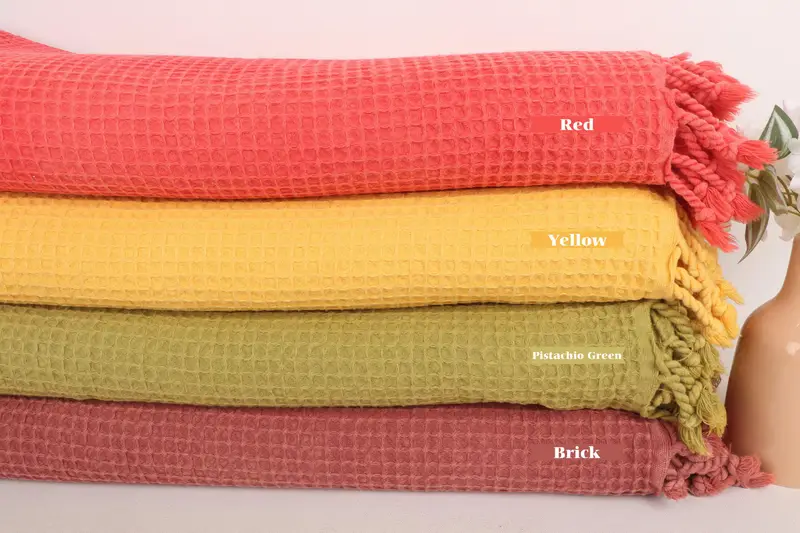 Decorative Bedspread, Customized Turkish Blanket, Tablecloth, Embroidered Bedspread, 92x68 Cotton Waffle Towel, Woven Blanket, Custom Wedding Gifts - 1