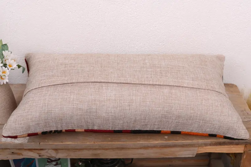 Pillow for Sofa, Rustic Pillow Sham, Accent Throw Pillow Sham, 12x24 Red Cushion, Interior Designer Pillow, Pillow Cover, Ethnical Kilim Rug Pillow - 7