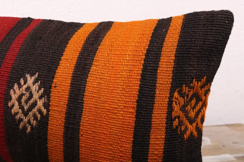 Pillow for Sofa, Rustic Pillow Sham, Accent Throw Pillow Sham, 12x24 Red Cushion, Interior Designer Pillow, Pillow Cover, Ethnical Kilim Rug Pillow - 5