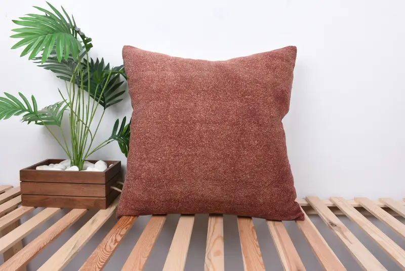 Hippie Throw Pillow Sham, Muted Pillow Sham, Vintage Pillow, 24x24 Red Pillow, Pillow, Boho Pillow, Antique Pillows, Handwoven Cushion Case - 1