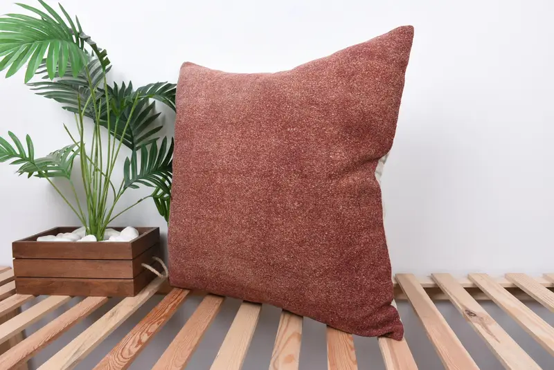 Hippie Throw Pillow Sham, Muted Pillow Sham, Vintage Pillow, 24x24 Red Pillow, Pillow, Boho Pillow, Antique Pillows, Handwoven Cushion Case - 5