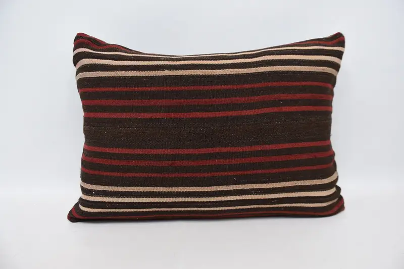 Nomadic Pillow, Turkish Pillow, Boho Pillow, Toss Pillow Case, Outdoor Patio Cushion Cover, 20x28 Brown Cushion, Pillow Sham, Vintage Kilim Pillow - 1