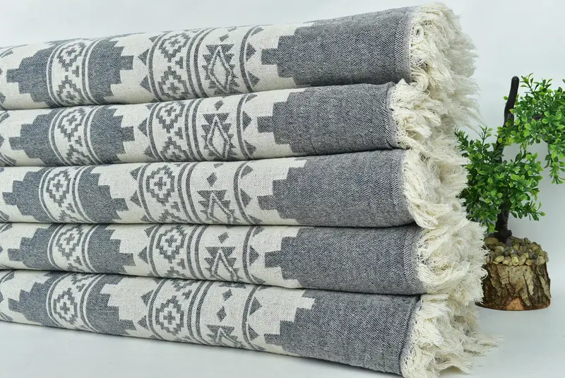 Bridesmaid Gifts, Monogram Beach Blanket, Personalized Blanket, 86x56 Cotton Kilim Towel, Decorative Bedspread, Unique Gift, Throw Blanket Couch - 4