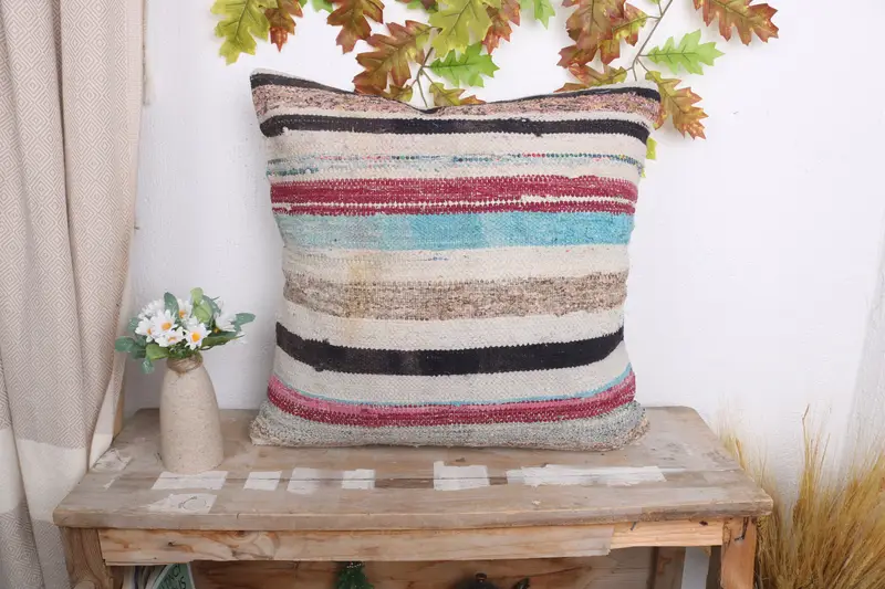Vintage Pillow, Gift Pillow, 20x20 White Cushion Case, Cushion Cover, Kilim Pillow Cover, Meditation Cushion Case, Bohemian Cushion Cushion - 1