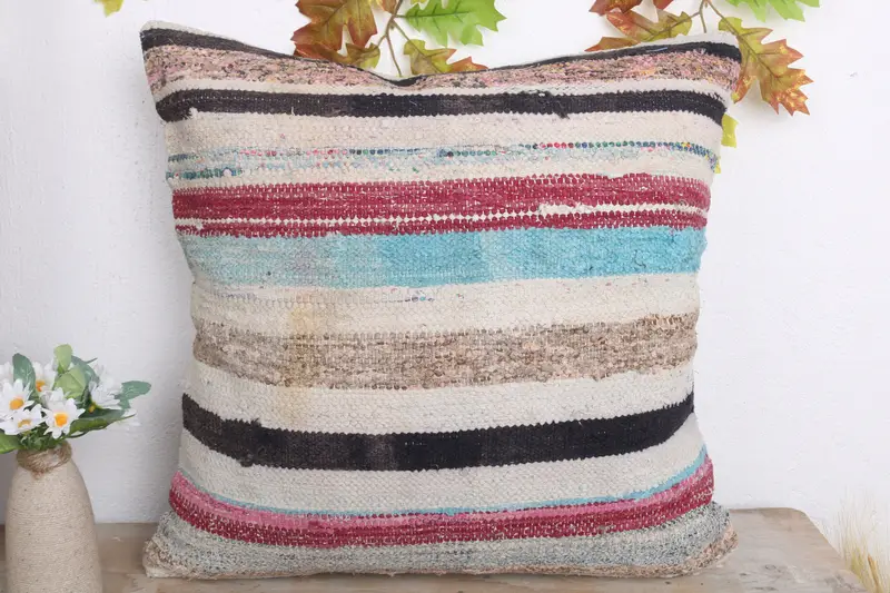Vintage Pillow, Gift Pillow, 20x20 White Cushion Case, Cushion Cover, Kilim Pillow Cover, Meditation Cushion Case, Bohemian Cushion Cushion - 2