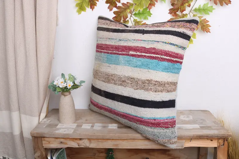 Vintage Pillow, Gift Pillow, 20x20 White Cushion Case, Cushion Cover, Kilim Pillow Cover, Meditation Cushion Case, Bohemian Cushion Cushion - 4