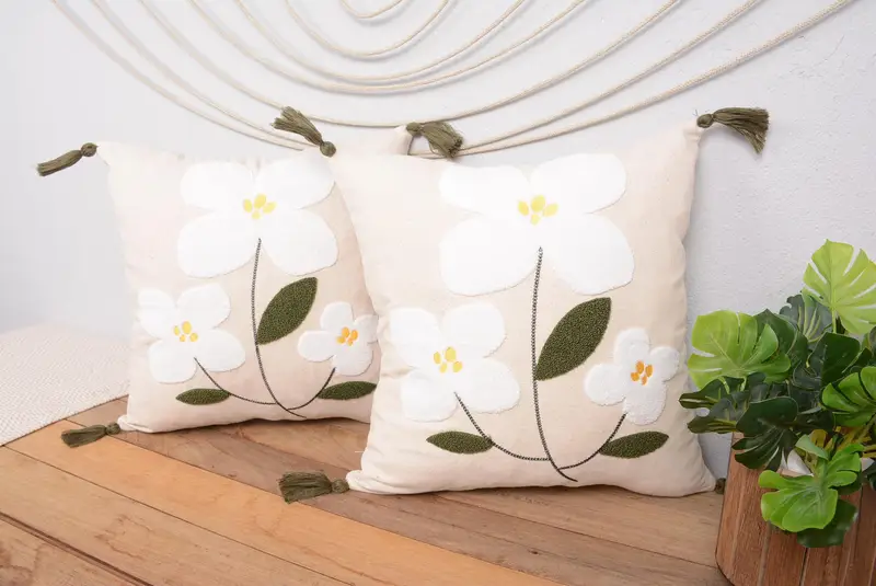 Almohada de tiro del suroeste bordada, cojín con cremallera vintage