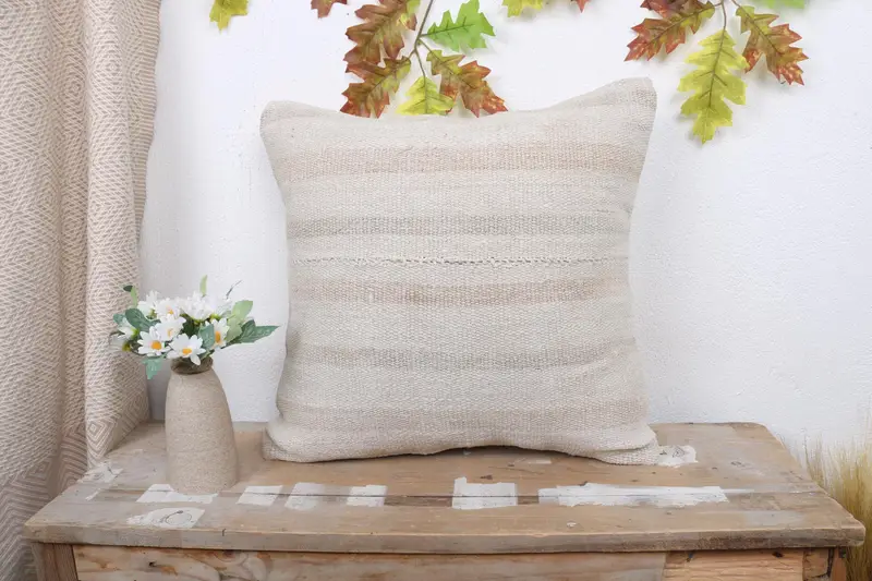 Vintage Kilim Throw Pillow, Pillow, Antique Pillows, Wholesale Cushion, Pillow for Sofa, 18x18 White Pillow Cover, Bright Cushion Cover - 1