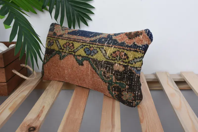 Nautical Throw Cushion, Turkish Kilim Pillow, Yoga Cushion, Kilim Pillow Cover, Couch Cushion, Interior Designer Pillow, 8x16 Orange Pillow, Cushion - 5