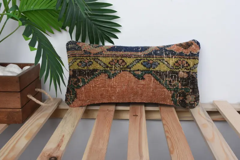 Nautical Throw Cushion, Turkish Kilim Pillow, Yoga Cushion, Kilim Pillow Cover, Couch Cushion, Interior Designer Pillow, 8x16 Orange Pillow, Cushion - 1