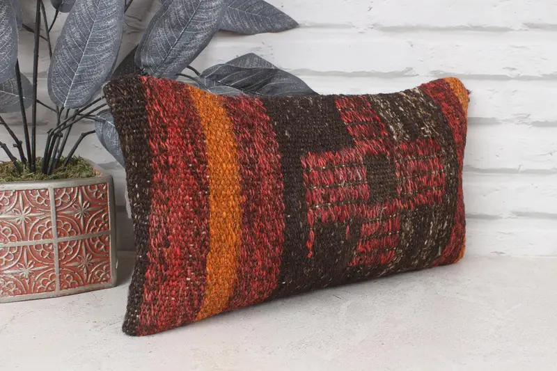 Cushion Case, Vintage Throw Pillow, Interior Designer Pillow, Pillow for Sofa, Tapestry Cushion Cover, 8x16 Red Pillow Cover, Boho Pillow Sham Cover - 3