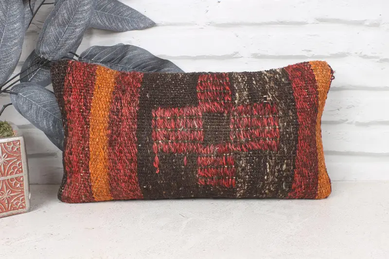 Cushion Case, Vintage Throw Pillow, Interior Designer Pillow, Pillow for Sofa, Tapestry Cushion Cover, 8x16 Red Pillow Cover, Boho Pillow Sham Cover - 1