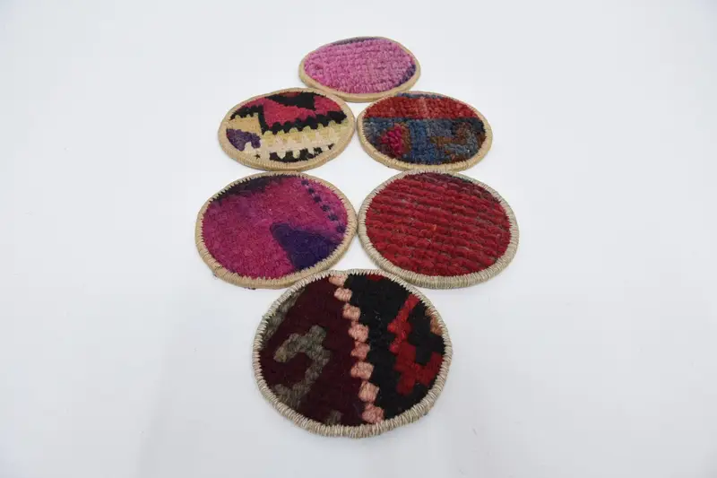 Bohemian Round Coaster, Pink and Red Coaster for Coffee Cups