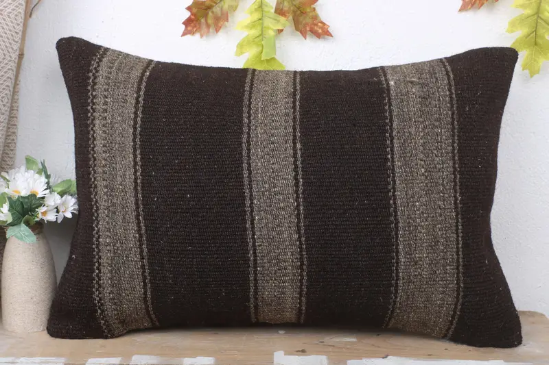 Gift Pillow, Boho Pillow Sham Cover, Bohemian Cushion Pillow Cover, Turkish Pillow, 16x24 Brown Pillow Case, Pillow, Handmade Cushion Cover - 2