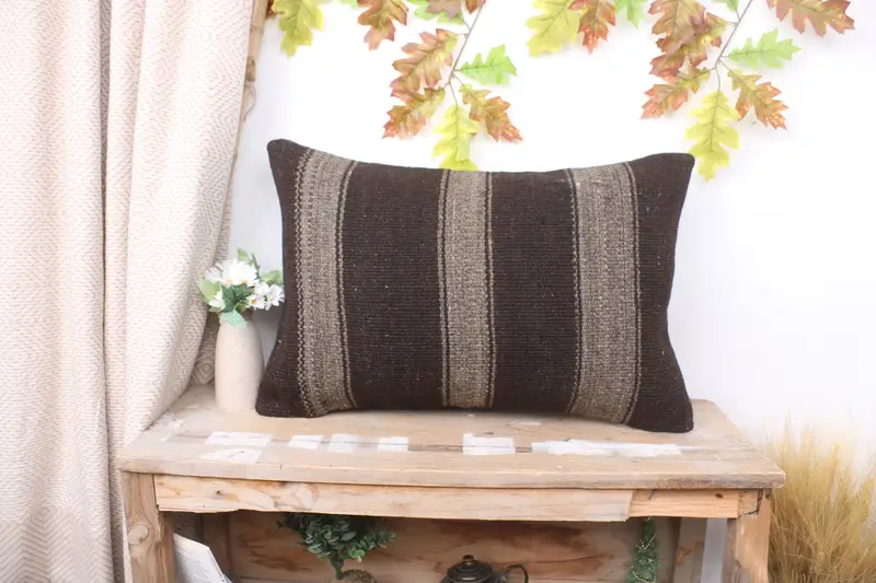 Gift Pillow, Boho Pillow Sham Cover, Bohemian Cushion Pillow Cover, Turkish Pillow, 16x24 Brown Pillow Case, Pillow, Handmade Cushion Cover - 1