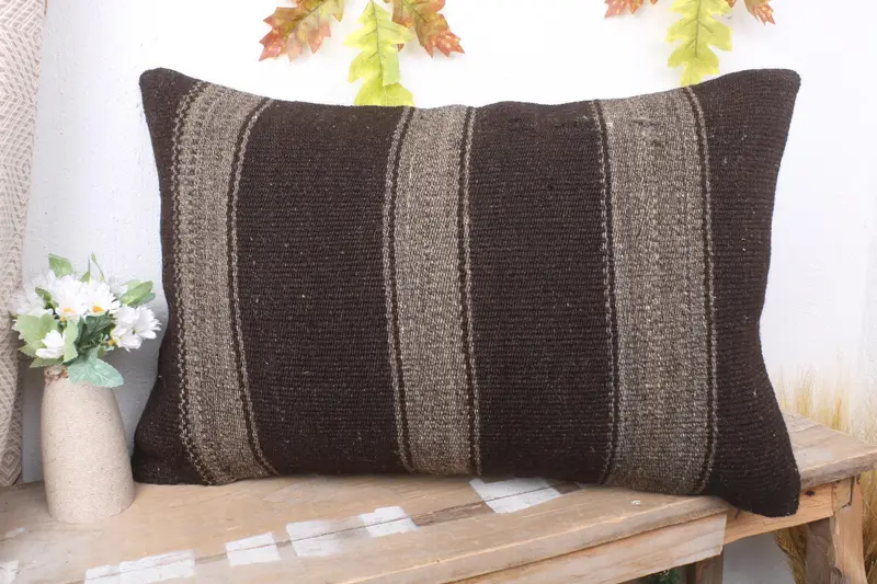 Gift Pillow, Boho Pillow Sham Cover, Bohemian Cushion Pillow Cover, Turkish Pillow, 16x24 Brown Pillow Case, Pillow, Handmade Cushion Cover - 4