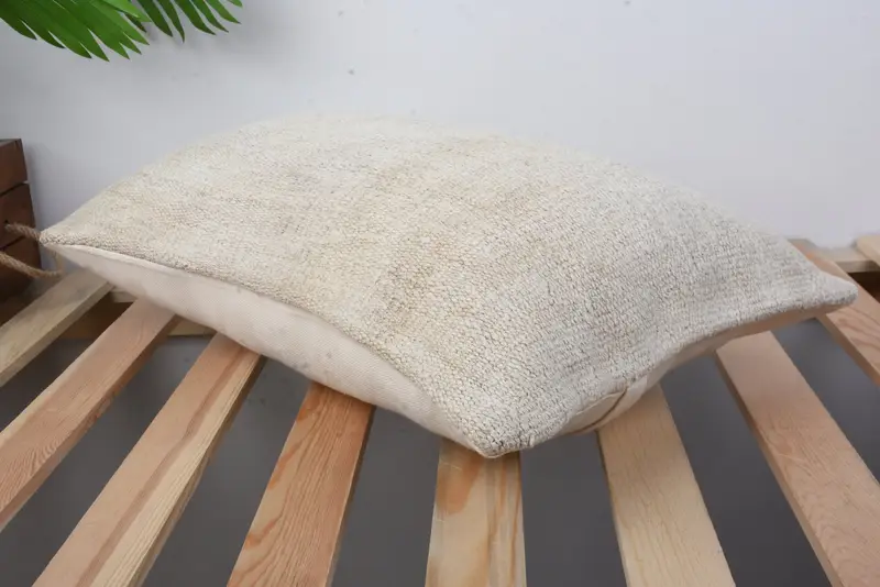 Kilim Cushion Sham, Handmade Kilim Cushion, Interior Designer Pillow, 12x20 Beige Cushion Case, Authentic Pillow Sham, Cushion Cover, Toss Cushion - 6