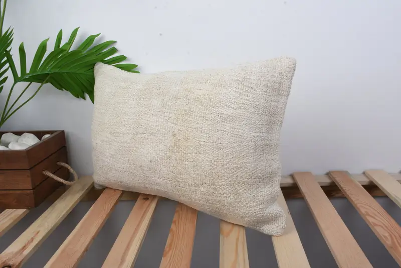 Kilim Cushion Sham, Handmade Kilim Cushion, Interior Designer Pillow, 12x20 Beige Cushion Case, Authentic Pillow Sham, Cushion Cover, Toss Cushion - 5
