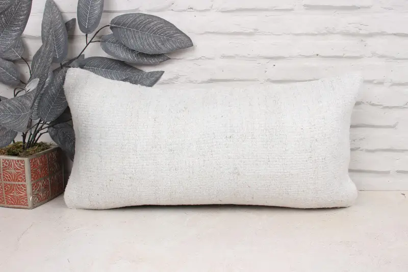 Vintage Kilim Pillow, Throw Kilim Pillow, Anatolian Pillow Cover, Authentic Pillow Case, Kilim Pillow, 12x24 White Pillow Sham, Pillow - 1