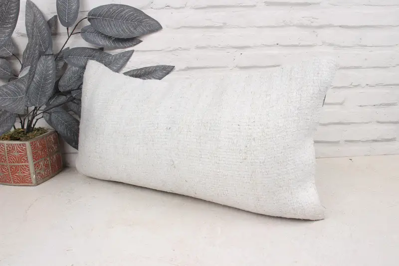 Vintage Kilim Pillow, Throw Kilim Pillow, Anatolian Pillow Cover, Authentic Pillow Case, Kilim Pillow, 12x24 White Pillow Sham, Pillow - 4