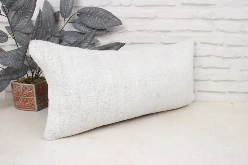 Vintage Kilim Pillow, Throw Kilim Pillow, Anatolian Pillow Cover, Authentic Pillow Case, Kilim Pillow, 12x24 White Pillow Sham, Pillow - 3