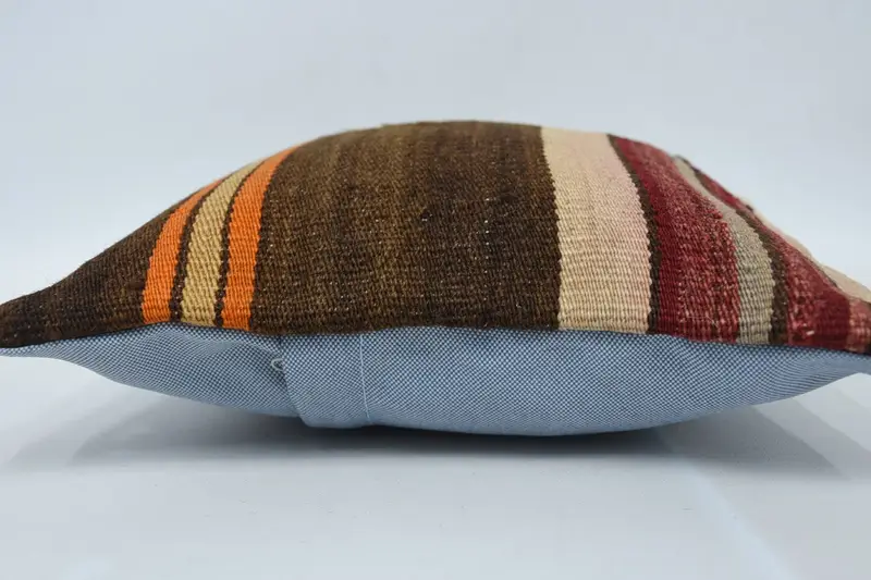12x12 Brown Pillow, Boho Pillow, Cushion Case, Turkish Pillow, Ethnic Throw Pillow Sham, Retro Throw Cushion Case, Kilim Cushion Sham - 5
