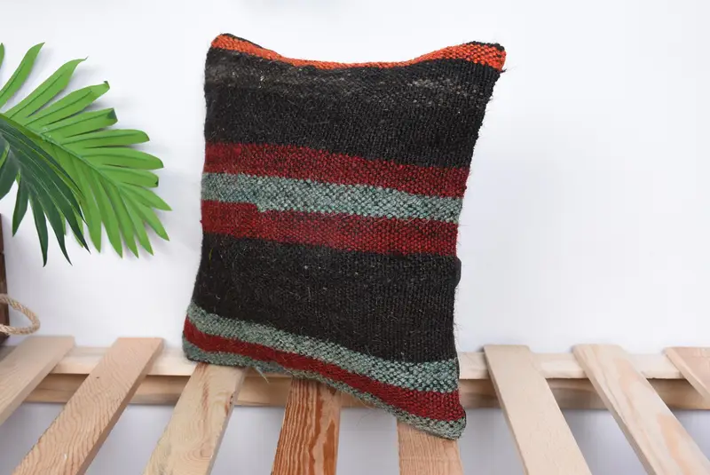 Vintage Kilim Pillow, Neutral Throw Pillow Sham, Vintage Kilim Throw Pillow, 12x12 Red Pillow Cover, Pillow for Couch, Cushion Cover - 5