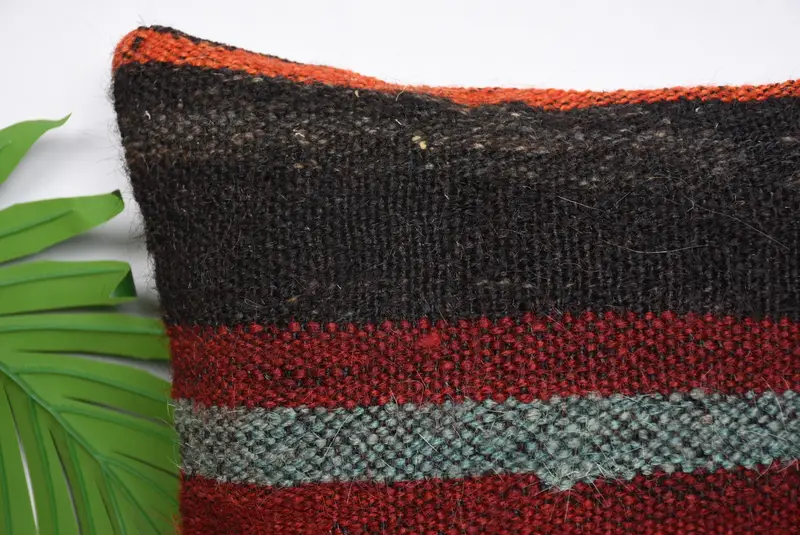 Vintage Kilim Pillow, Neutral Throw Pillow Sham, Vintage Kilim Throw Pillow, 12x12 Red Pillow Cover, Pillow for Couch, Cushion Cover - 2