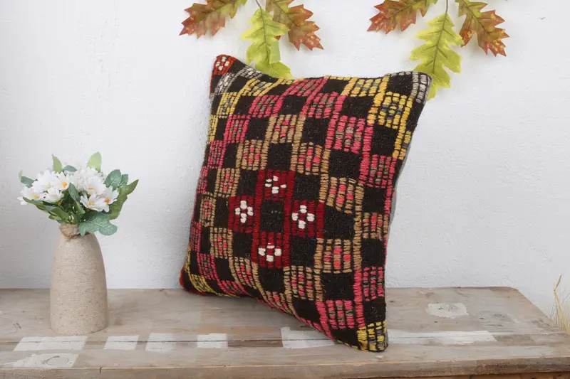 Customized Cushion, Vintage Pillow, Interior Designer Pillow, Turkish Rugs Pillow Cover, Pillow for Couch, 14x14 Brown Pillow Sham, Cushion Case - 4