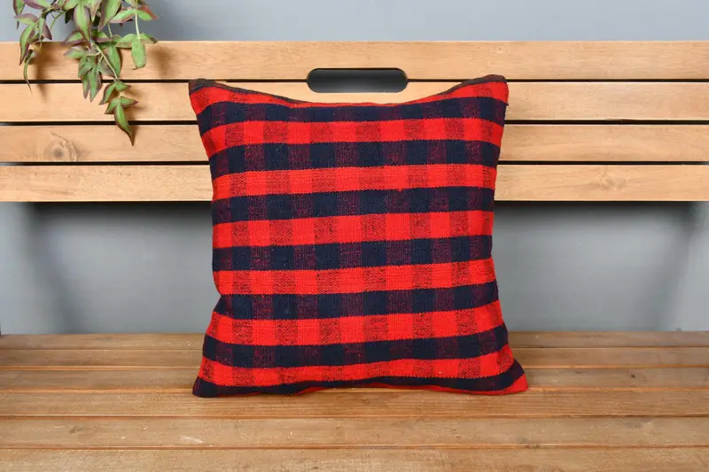 Retro Pillow Sham, Interior Designer Pillow, Home Decor Pillow, Pillow Cover, 18x18 Blue Pillow Cover, Throw Kilim Pillow - 6