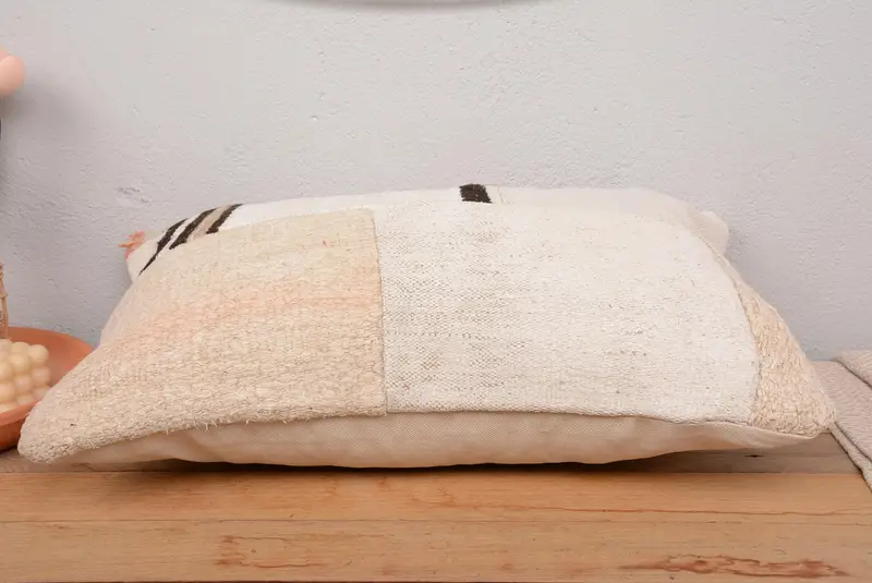 16x24 Inch Beige & Brown Patchwork Pillow, Handmade Throw Pillow - 5