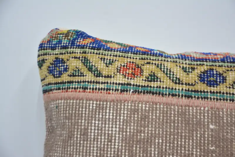Pillow Sham, Antique Pillows, Boho Pillow Sham Cover, 16x16 Brown Pillow Sham, Turkish Kilim Pillow, Floor Pillow Sham - 2