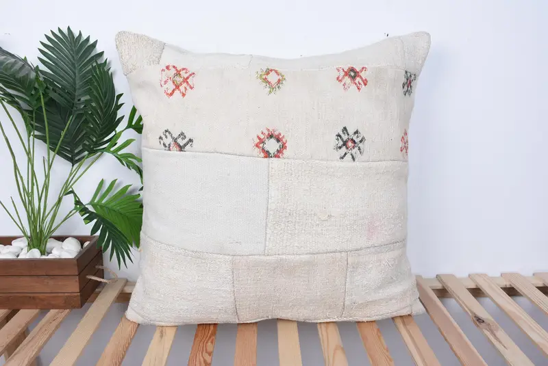 Cushion Case, Vintage Pillow, Ethnic Pillow Cover Pillow Sham, Ottoman Pillow Cover, Kilim Pillow, 28x28 Beige Cushion Case, Kilim Cushion Sham - 1