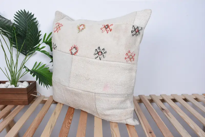 Cushion Case, Vintage Pillow, Ethnic Pillow Cover Pillow Sham, Ottoman Pillow Cover, Kilim Pillow, 28x28 Beige Cushion Case, Kilim Cushion Sham - 5