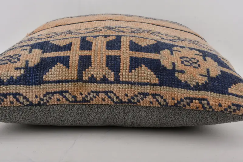 Vintage Kilim Pillow, Antique Pillows, Turkish Bench Pillow, 24x24 Blue Pillow, Pillow for Couch, Neutral Pillow, Pillow Cover - 5